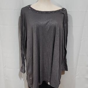 Avenue Shimmering Gray Long Sleeve Top